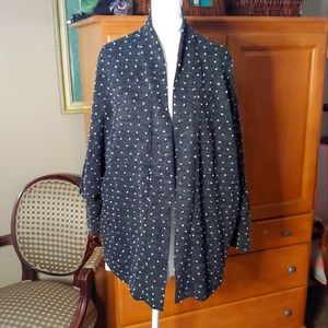 Andrew by Unit Charcoal Gray & White Polka Dot Cardigan Size M